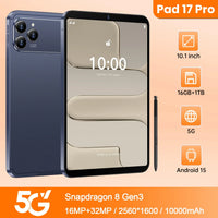 Global Version 5G Pad 17 Pro Max 10.1Inch Android Tablet 16GB+1TB 10000mAh Battery