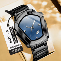BINBOND Men's Quartz Watch — Crystal-Accent Dial, Steel Bracelet