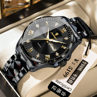 Men's Luxury-Style Quartz Watch — Day/Date, Stainless Steel Bracelet