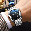 BINBOND Men's Quartz Watch — Crystal-Accent Dial, Steel Bracelet