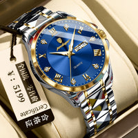 Men's Luxury-Style Quartz Watch — Day/Date, Stainless Steel Bracelet