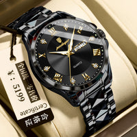 Men's Luxury-Style Quartz Watch — Day/Date, Stainless Steel Bracelet