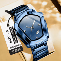 BINBOND Men's Quartz Watch — Crystal-Accent Dial, Steel Bracelet