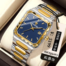 Binbang Square Men's Quartz Watch — Date Window, Steel Strap