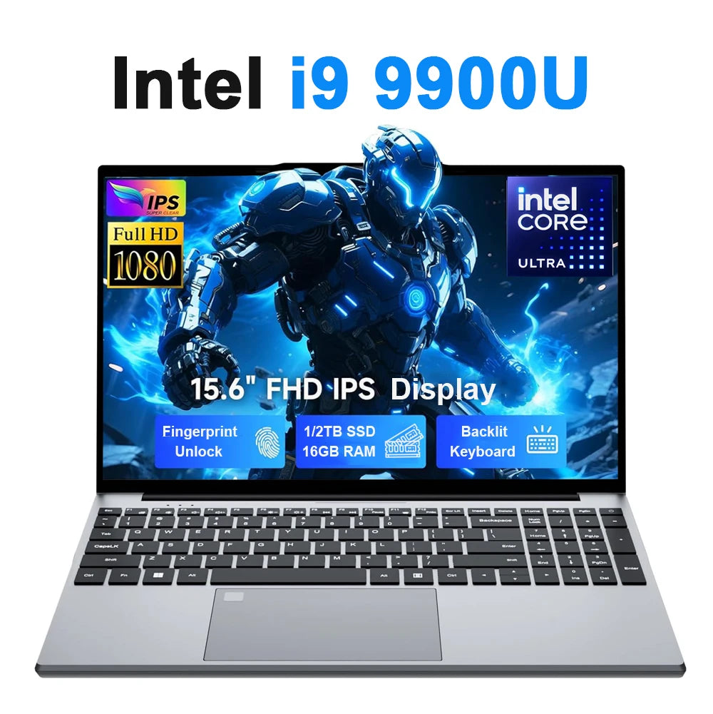 Portable 15.6" Gaming Laptop — Intel Core i9-10980HK/i9-9900U, 16GB RAM, Fingerprint Unlock