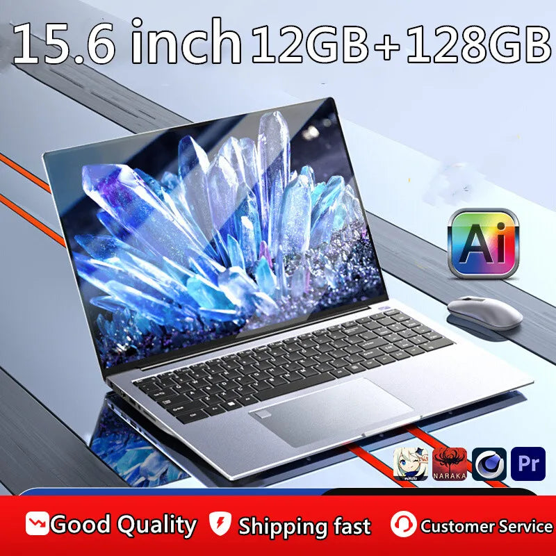 15.6" Laptop — Intel Celeron N5095, 8GB RAM, 128GB SSD, FHD