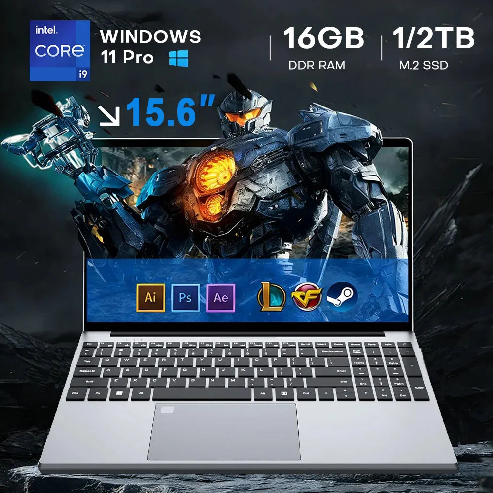 Portable 15.6" Gaming Laptop — Intel Core i9-10980HK/i9-9900U, 16GB RAM, Fingerprint Unlock
