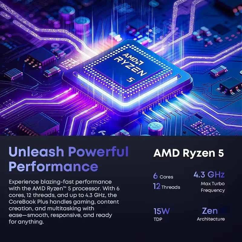 CHUWI CoreBook Plus 16 Inch AMD Ryzen 5 Laptop Up to 4.0GHz FHD Screen 16GB RAM 512GB SSD Metal Body Notebook With Cooler