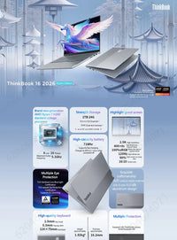 Lenovo ThinkBook 16 2026 – AMD Ryzen 7 or AI7 | Up to 32GB DDR5 | 1TB SSD | 2.5K 120Hz | AMD Radeon 780M