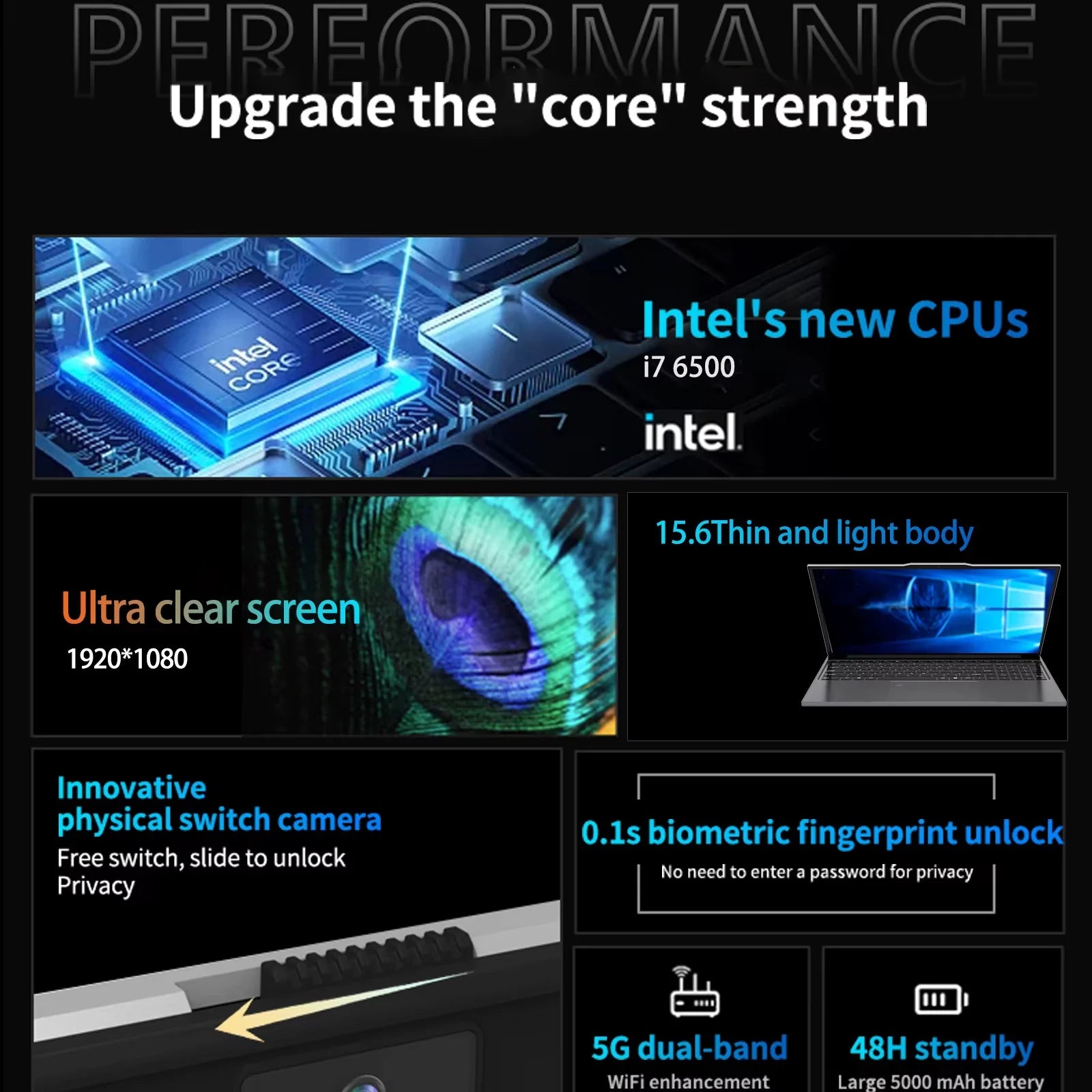 15.6" Laptop — Intel Core i7, 16GB DDR4, Up to 2TB SSD, Windows 11