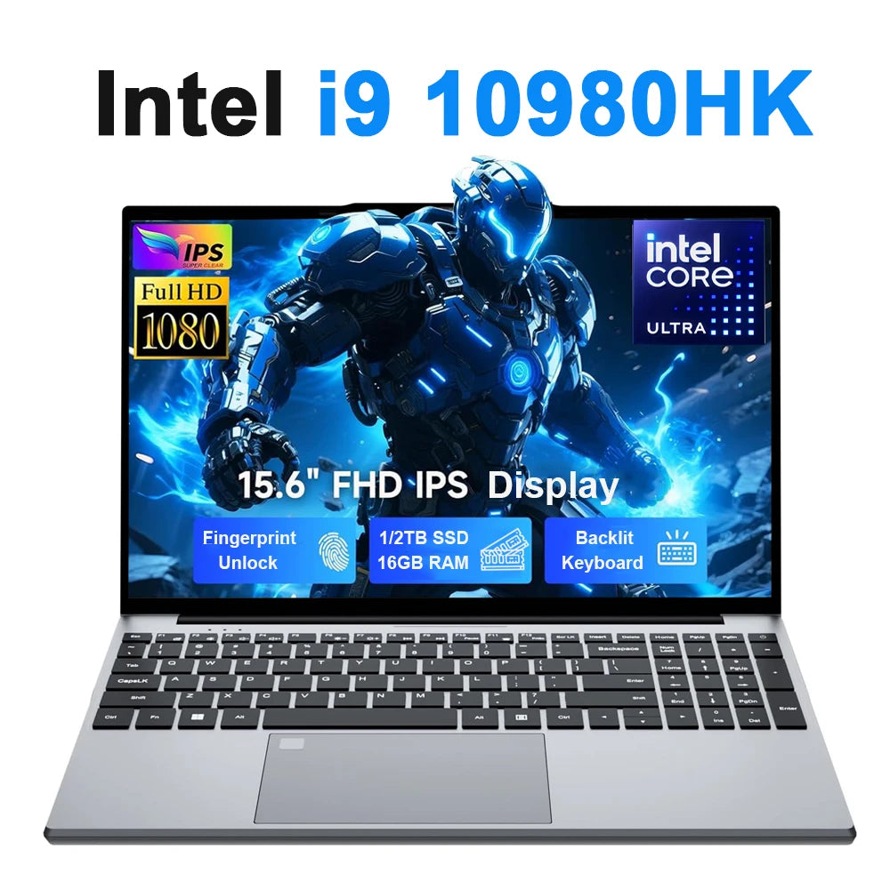 15.6" Intel Core i9 Gaming Laptop – 16GB RAM | FHD IPS | Fingerprint | Windows 11 | Metal Build