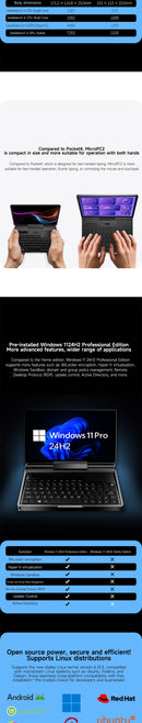 GPD MicroPC 2 — 7" Mini Laptop, Intel i3-N300, 16GB RAM, Up to 4TB SSD