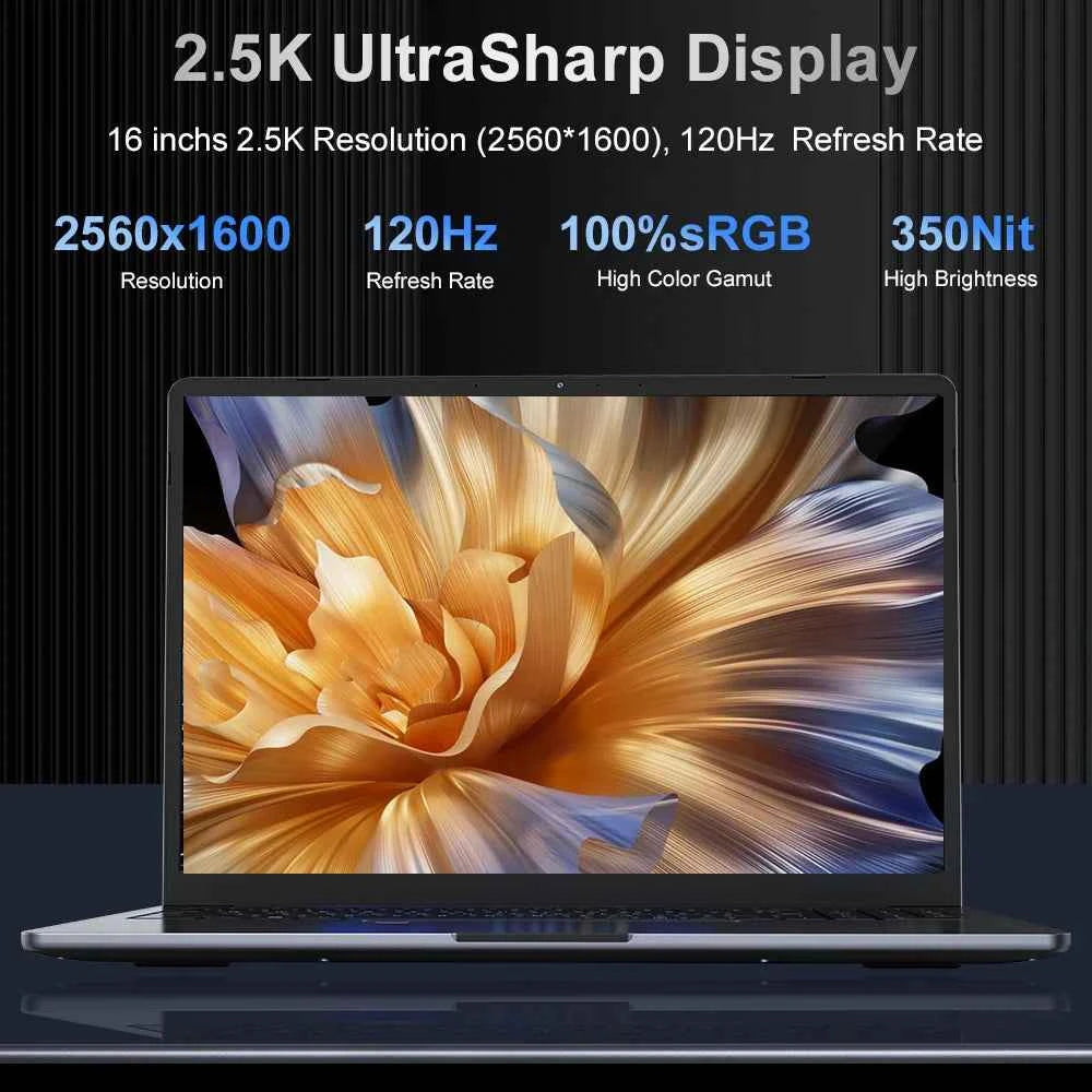 Ninkear N16Pro Laptop 16 inch 2.5K 120Hz Intel Core i7-12700H WiFi 6 16GB RAM 1TB SSD Laptop Windows 11 Notebook Office Computer