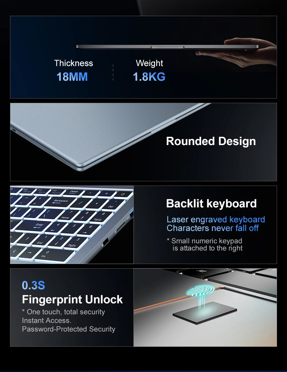 Ninkear N16Pro Laptop 16 inch 2.5K 120Hz Intel Core i7-12700H WiFi 6 16GB RAM 1TB SSD Laptop Windows 11 Notebook Office Computer